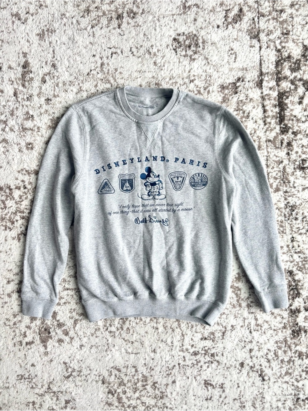 Disneyland Paris Unisex Adult Grey Crewneck Sweatshirt with Navy Mickey Graphic